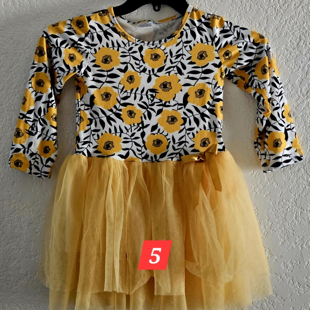 Floral Long Sleeve Dress with Tulle Skirt